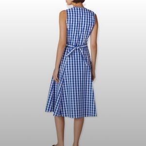 Polo Ralph Lauren Meg Plaid Dress Midi Blue & White Button Front Pockets Size 8